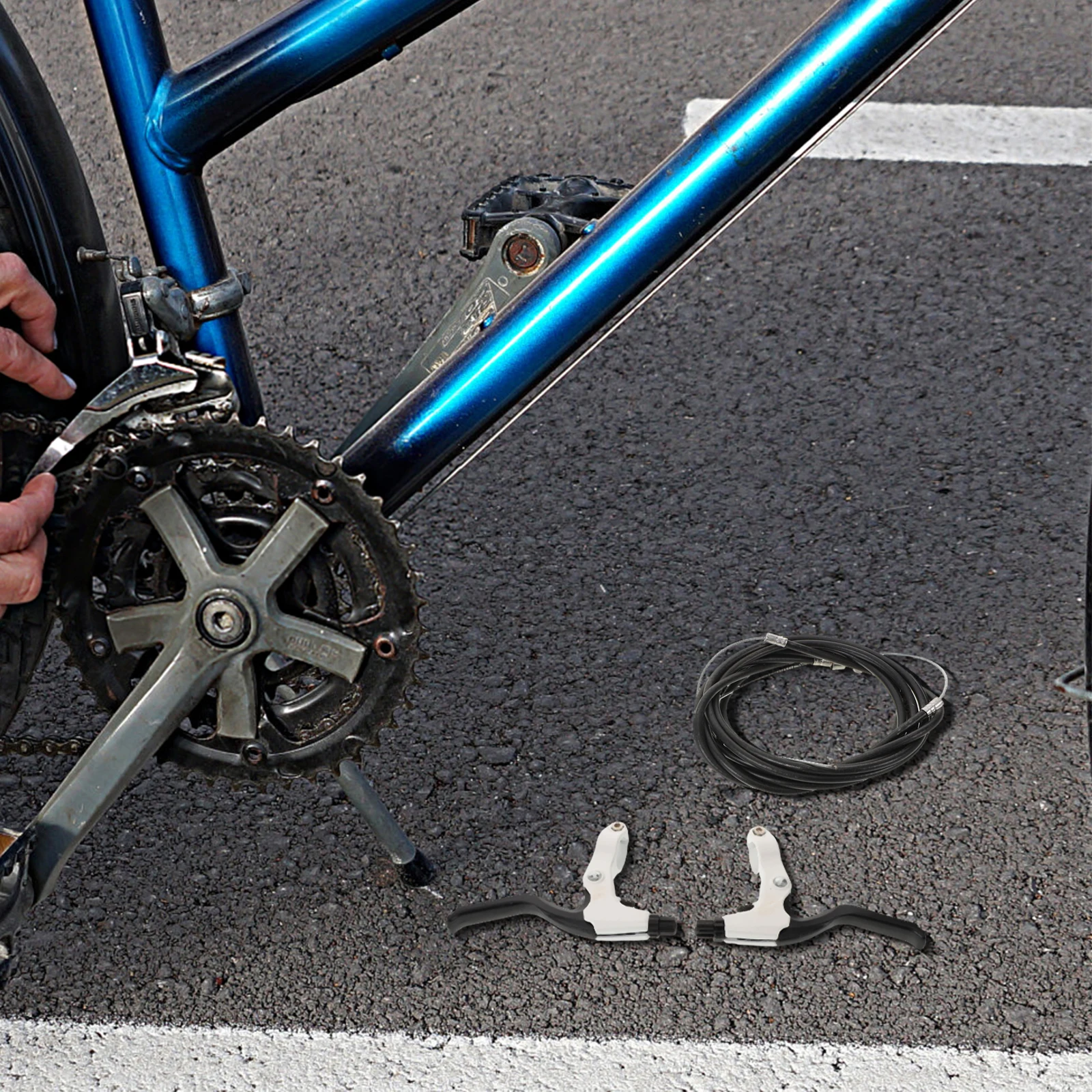 1Set Universal Bike Brake Set Complete Front Rear Hydraulic Disc Brake Kit Inner Outer Cables Aluminum Alloy Levers Mechanical