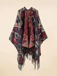 Echarpe Hiver kobiety szalik sweter Boho z frędzlami Poncho ciepły Chale Femme Capa Para Mujer szal Pashmina koc szal jesienno-zimowa