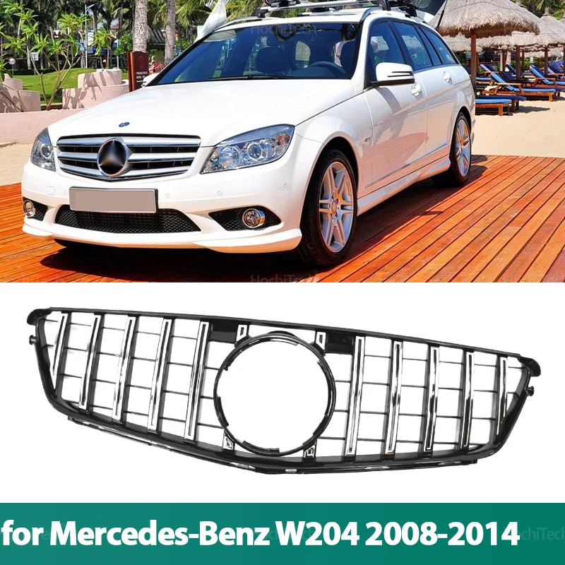 Car Front Bumper Grilles Kidney Racing Grill For Mercedes W204 C-Class sedan/saloon C180 C200 C300 2008-2014 Accessories