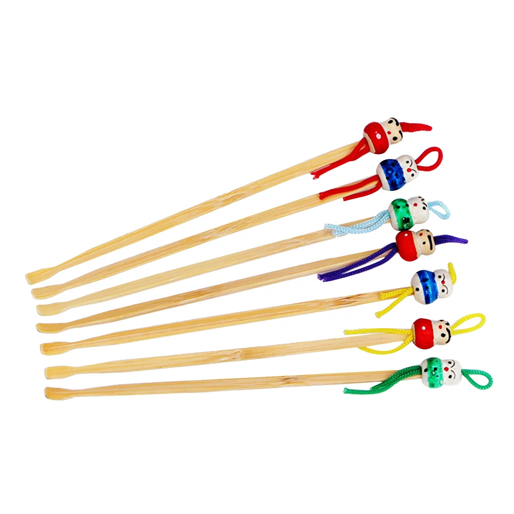 12Pcs Hanging Ear Pickers Wooden Wax Removers Cartoon Wax Cleaners (Random Color)