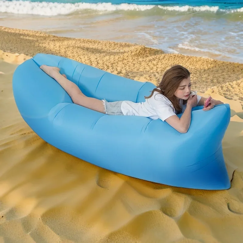 التخييم المحمولة أريكة قابلة للنفخ في الهواء الطلق المحمولة كسول أريكة قابلة للنفخ، المياه الشاطئ العشب بارك التخييم، سرير هوائي قابل للطي 2