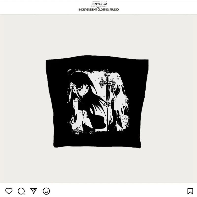 Ästhetische Gothic Punk Anime Grafik Druck Baby T-Shirts Sommer Harajuku ärmellose schlanke Camis Emo Mädchen Crop Tops 2000er Jahre Y2k Kleidung