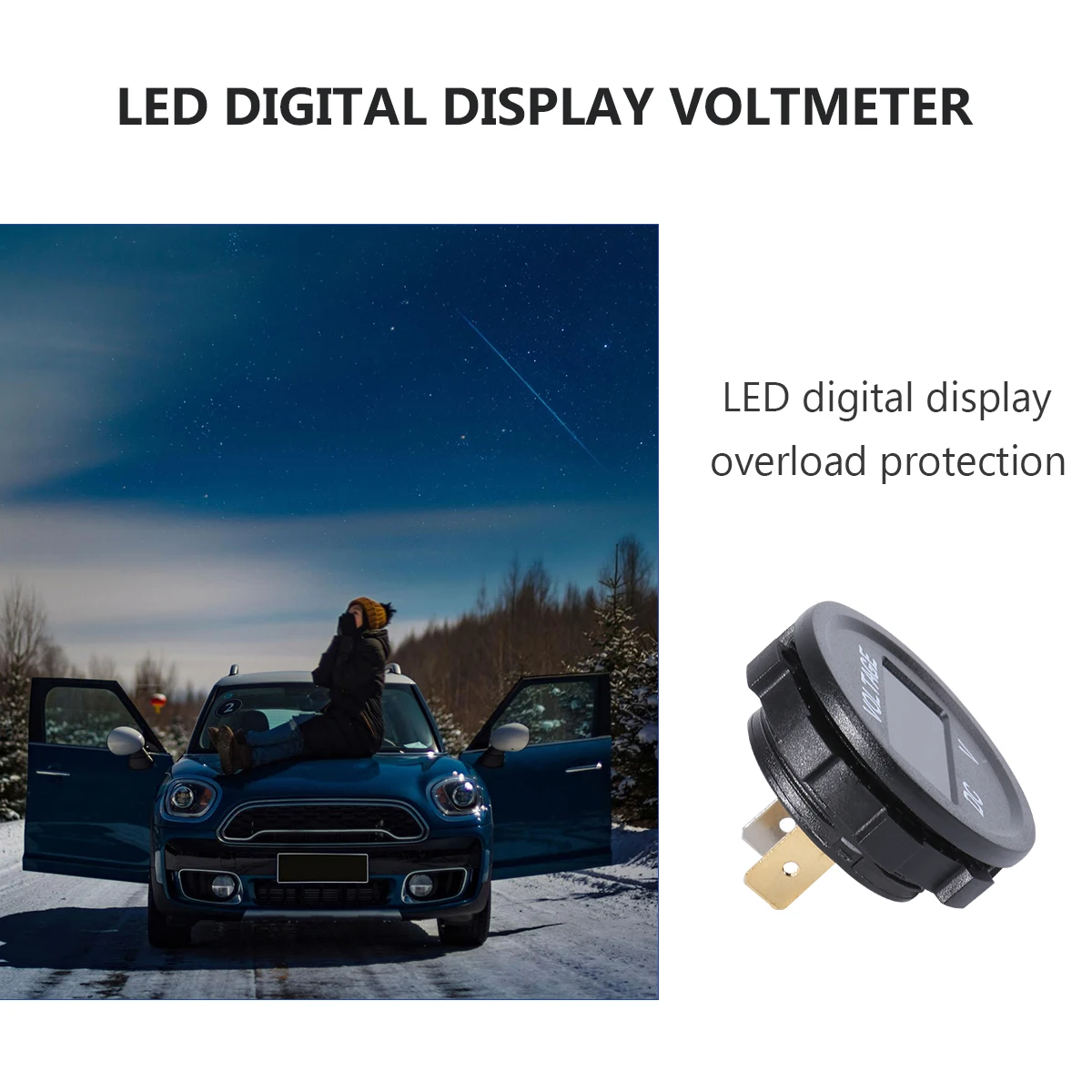 

Universal Digital Display Voltmeter Waterproof Voltage Meter Blue LED for DC 12V-24V Car Motorcycle Auto Truck