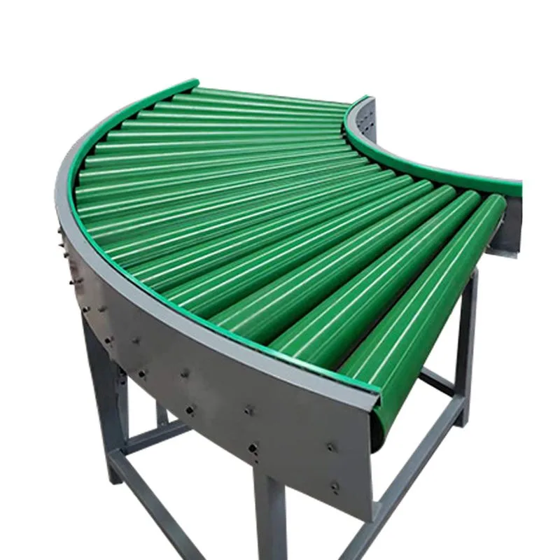 Motorized PVC Steel Turning Roller Conveyor Heavy Loading Carbon Steel PVC Roller Curved Conveyor Mini Machine