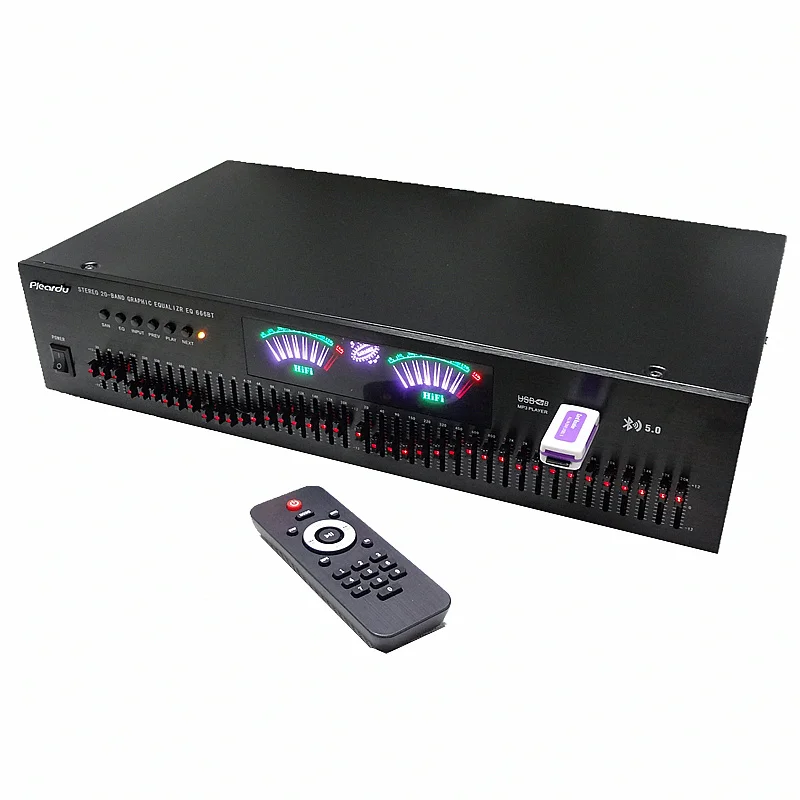 المدمج في بلوتوث 5.0 EQ666BT ستيريو 40 الفرقة الرسم Equcizer المزدوج 20 الفرقة EQ KTV الرئيسية مكبر للصوت لهجة موالف مع شاشة LED