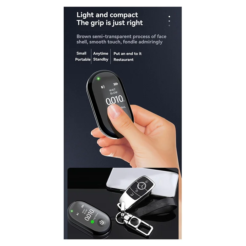 A13E-Compact Highly Accurate Sensitive Alcohol  Rechargeable Long-Lasting Breathalyzer G1 Multi-Language Tester