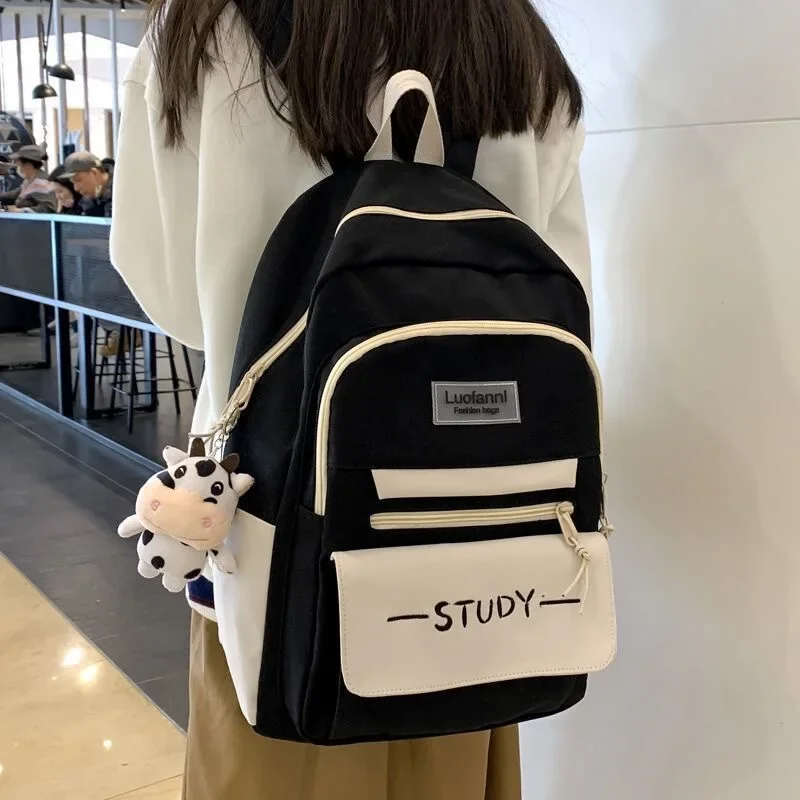 Canvas Backpack Student Schoolbags Bags  University Can Accommodate 15-inch Laptop Kawaii Laptop Backpack