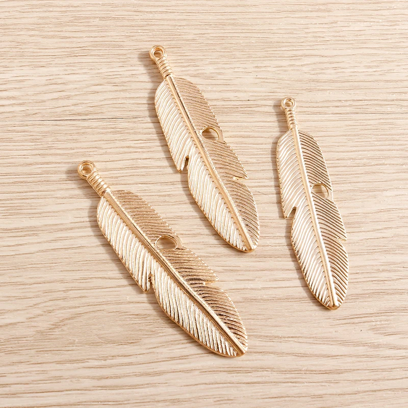 Tusember 10 Stück 15*61mm Große 2-Farbige Blatt-Feder-Anhänger für Halsketten, Ohrringe, Schlüsselanhänger, Handgemachtes Bastelzubehör – Detail 2
