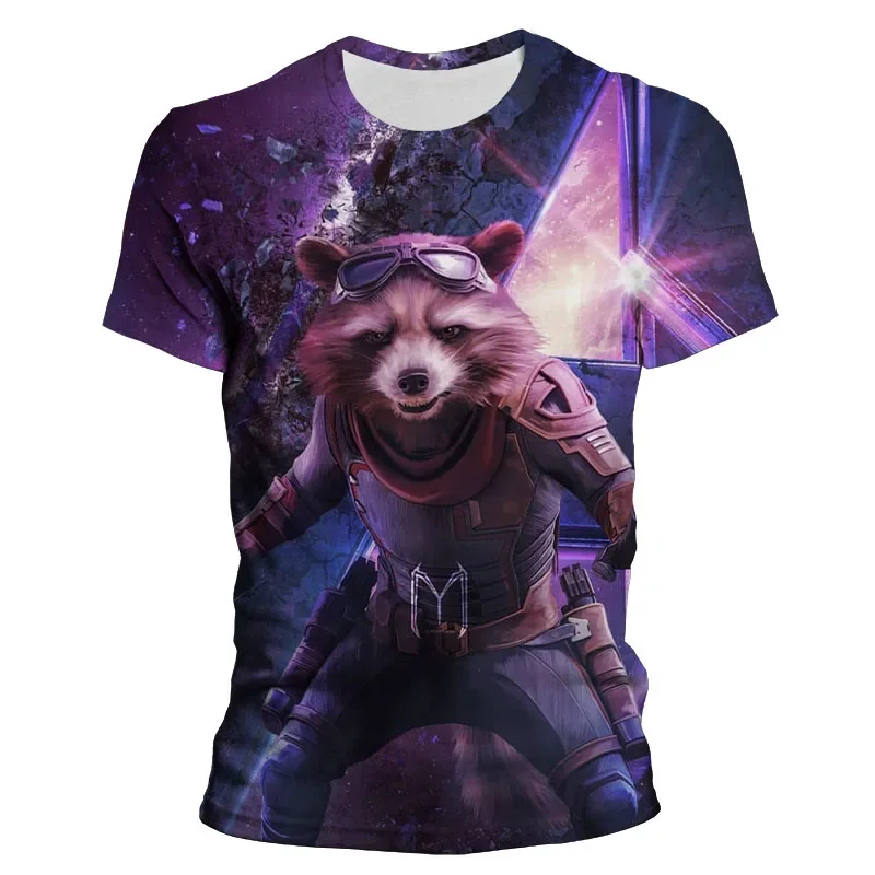 New Hot Boy's T-shirt 3d Printing Bounty Hunter Superhero Movie Guardians of the Galaxy Rocket Racoon Funny Short Sleeve Top