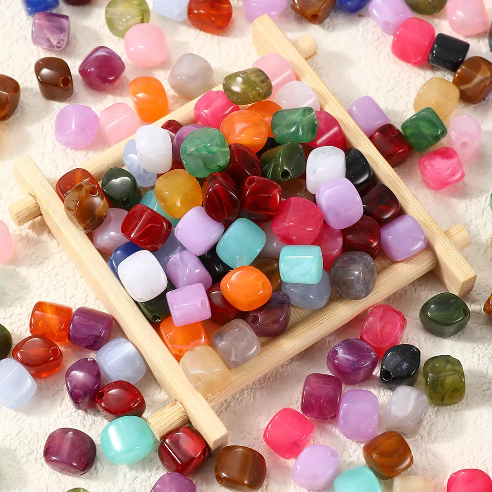 50 Stück Acrylperlen in verschiedenen Farben, 11×8 mm, unregelmäßige glänzende lose Abstandsperlen für die Schmuckherstellung, DIY-Armband- und Halskettenzubehör – Detail 6