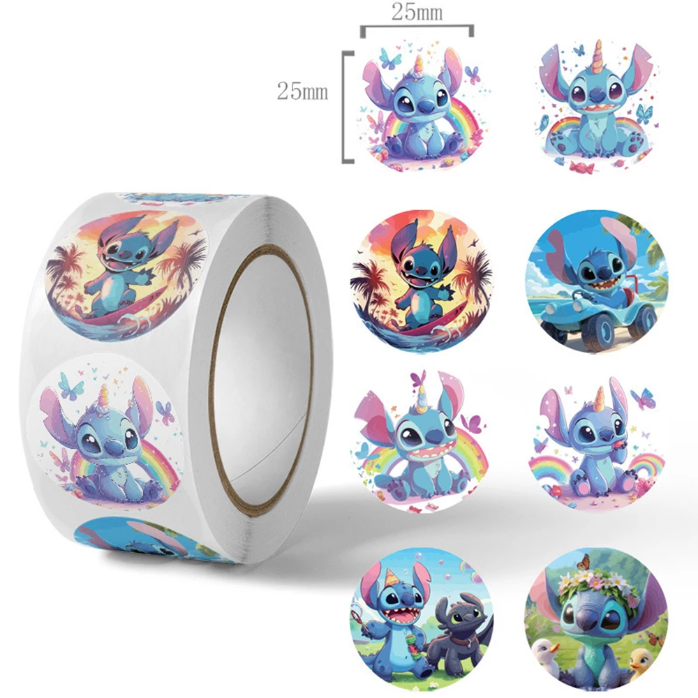 

500PCS Disney Stitch Roll Sticker Cute Funny Creative Decorative Water Cup Phone Case Guitar Waterproof Graffiti Decal Kids Toy