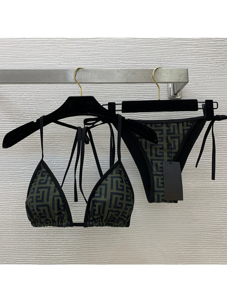 

Sexy Bikini Tee-Point Print Hanging Ne Beach Thermal Vaion Women's Swimsuit Set Polyester Fabric 25-35 Years Old
