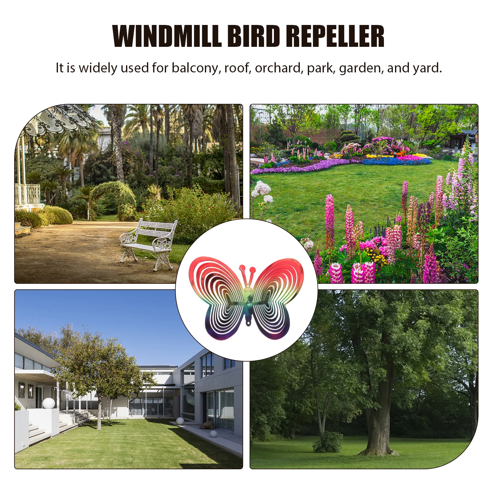 

2pcs Anti-Bird Wind Spinner Butterfly Reflective Garden Decor For Outdoor Yard Lawn Windmill Hanging Tool Water-Proof Rustproof