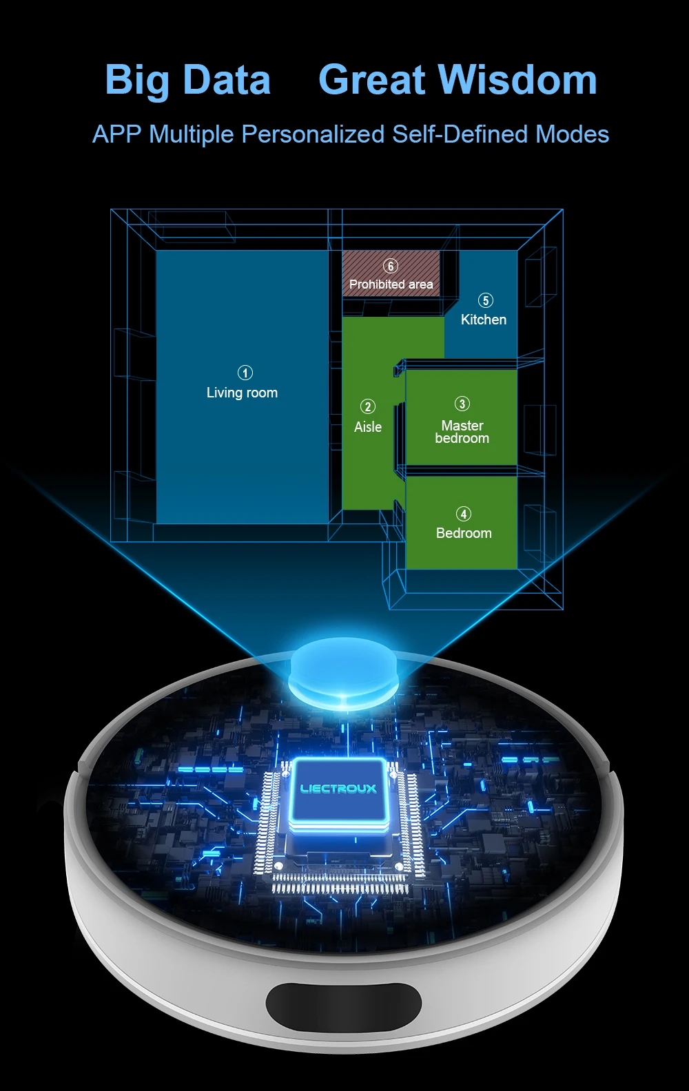 Robot Vacuum Cleaner Pintar 4000Pa, Otomatis Membersihkan Lantai dan Karpet, dengan Navigasi Laser