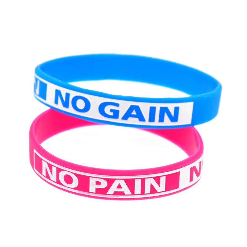 1 Stück/4 Stück 1/2 Zoll breites „No Pain No Gain“ Silikon-Armband Unisex Fitness Sport Armreif – Detail 5