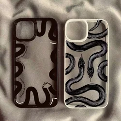 Cool Black Snake Clear Phone Case For iPhone 16 15 17 Pro Max 14 13 12 11 Pro Max Mini 17 Air 7 8 16 Plus Shockproof Hard Cover
