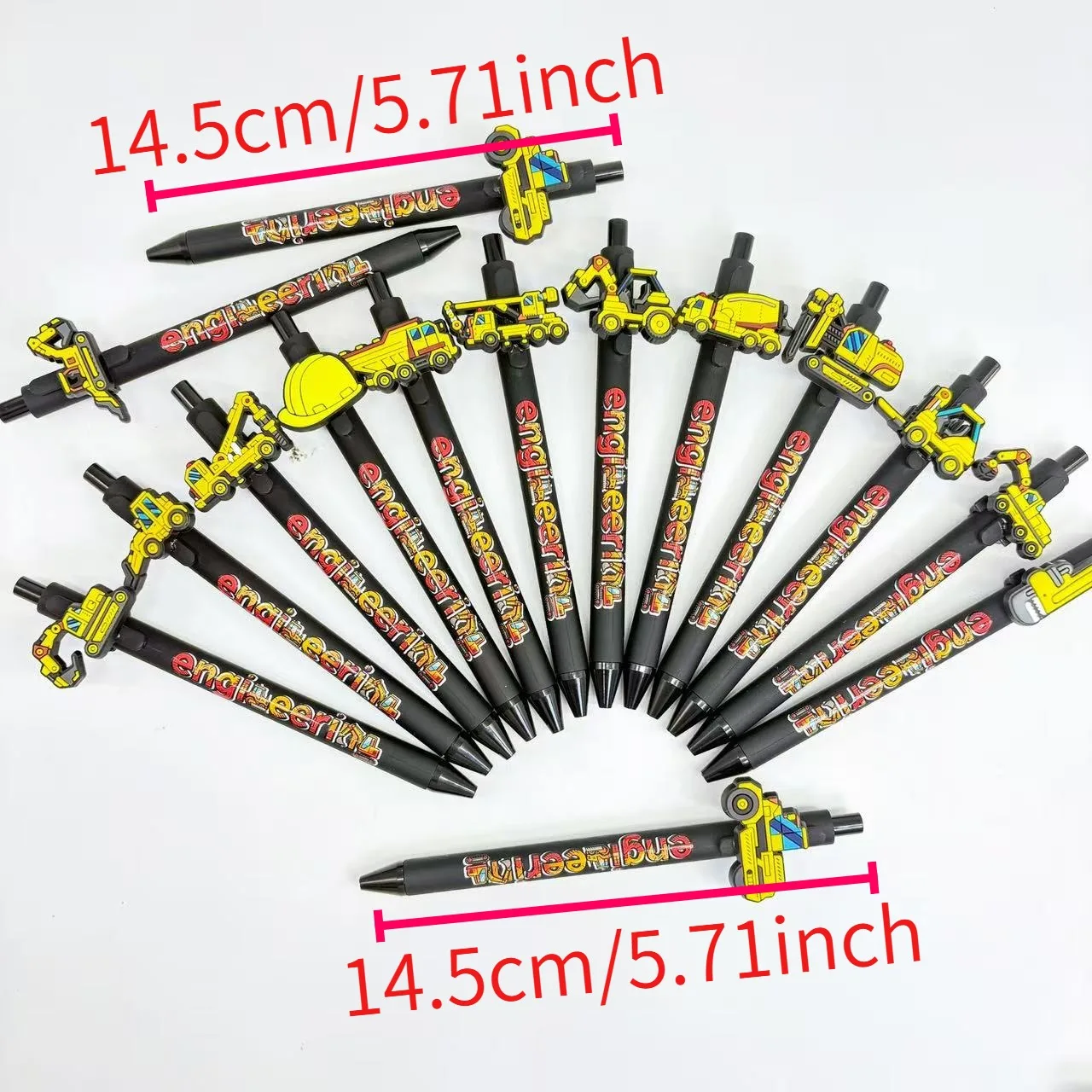 15pcs Creative Engineering Theme Printed Ballpoint Pen Engineering Car Series Writing Gift Pen for Students and Teachers