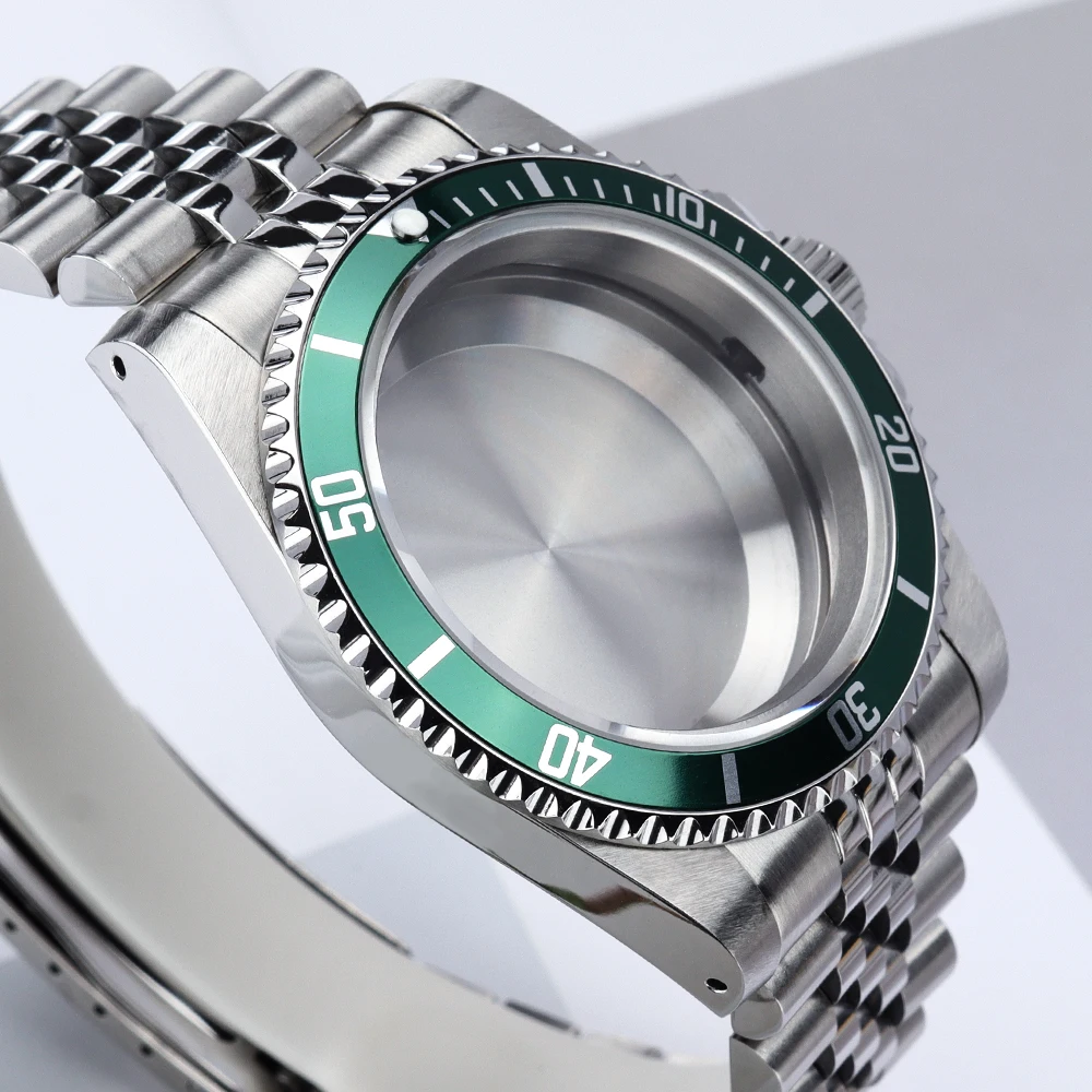 

Vintage 39.5MM Diver Watch Case NH35 Sapphire Glass For Retro Submariner NH35 NH36 NH34/38 Jubilee Strap Aluminum Bezel Assemble