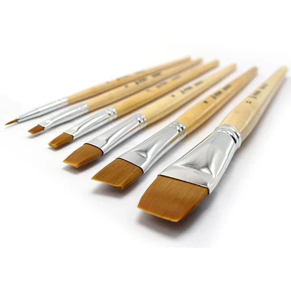 木製ナイロンヘアブラシ,水彩絵の具ブラシ,油絵ブラシ,プロの美術学生用品,1セットあたり5個