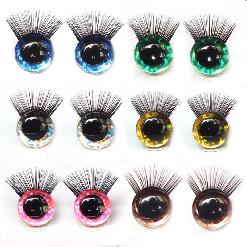 12 pieces of sparkling safety eyes with eyelashes are suitable for Amigurumi 12/14/16/18/20/25mm doll safety eyes crochet filled
