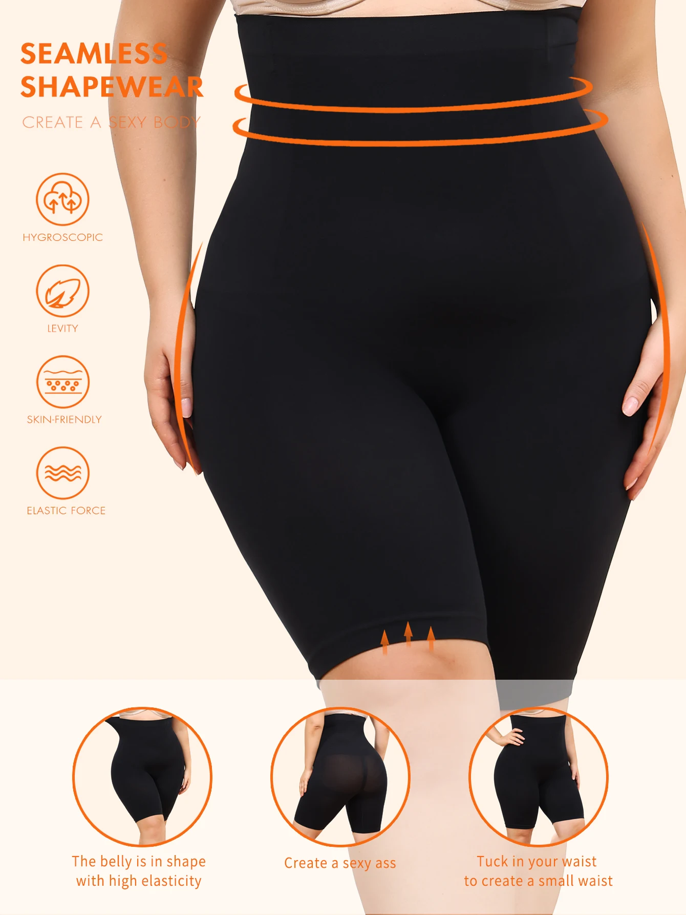 Plus-size women\'s leggings with seamless comfort and shaping features to slim the legs and lift the butt.