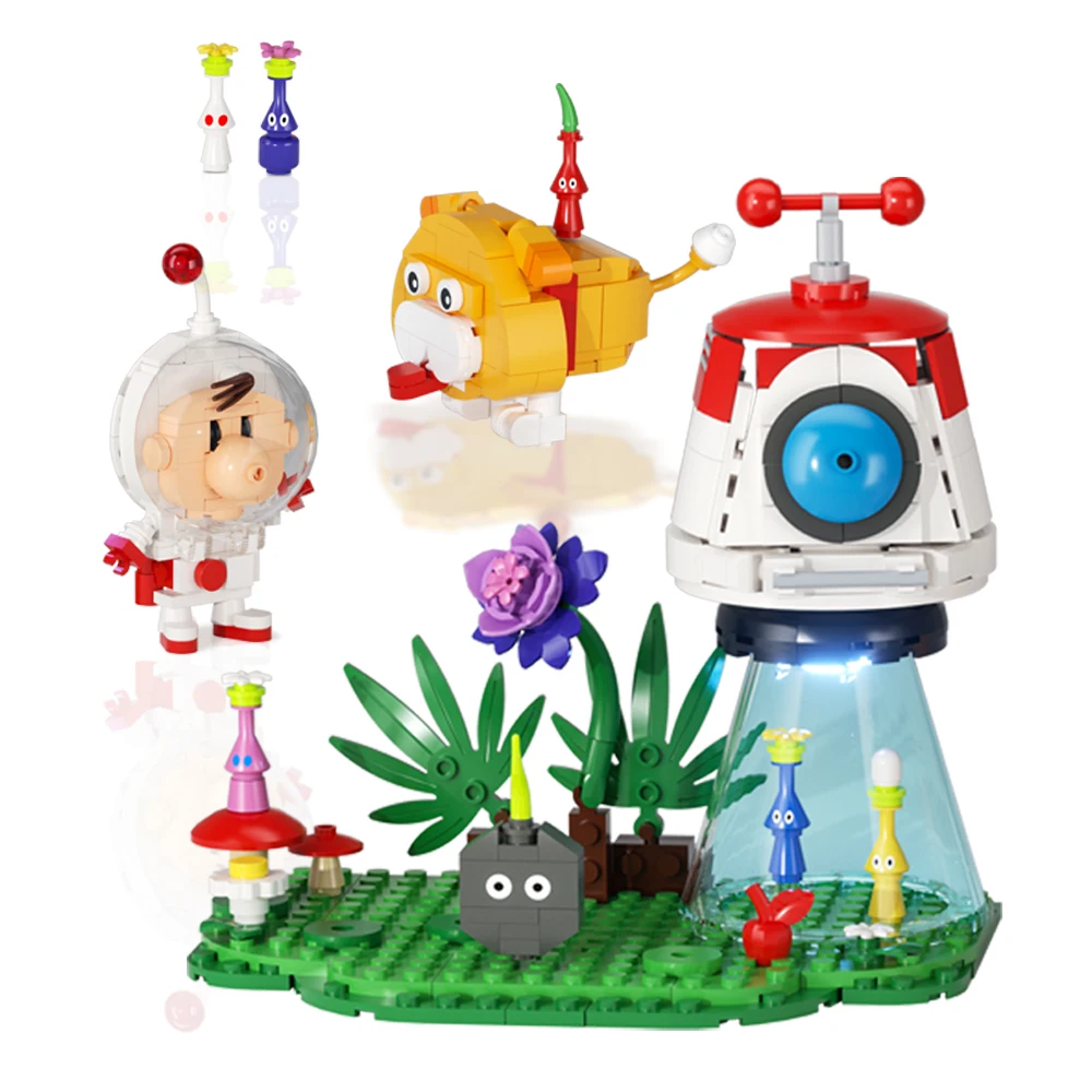 

MOC Game Pikmined Doll Model Building Blocks Cute Alien Plant Animal Elf Spaceship Assembled Brick Toy Creative Christmas Gift