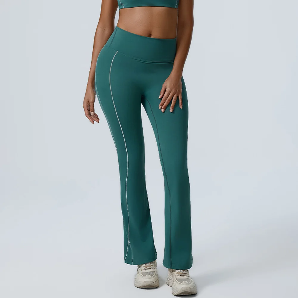 Mallas acampanadas para gimnasio, pantalones de Yoga para mujer, pantalones de Yoga con parte inferior acampanada, pantalones deportivos de cintura alta, pantalones de pierna ancha deportivos informales elásticos para gimnasio