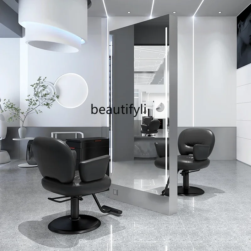 xx1Single-Double-Sided Floor Hair Cutting Mirror for Barber Shop, Simple Hairdressing