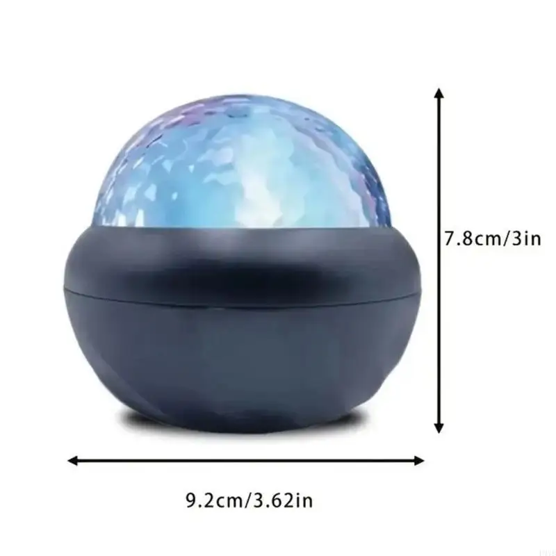 مصباح بروجيكتور LED ديناميكي بتموجات الماء مع جهاز تحكم عن بعد يعمل بمنفذ USB ضوء ليلي كريستالي ملون لتزيين المنزل P9YB