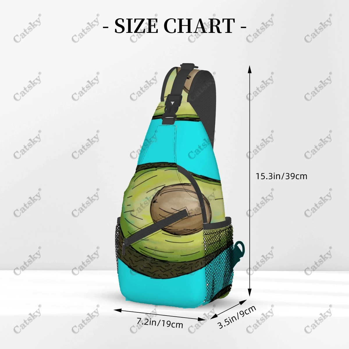 Bolsa Ajustável Cruz Peito para Homens e Mulheres, Impressão Abacate, Diagonal, Viagem, Caminhada, Verde