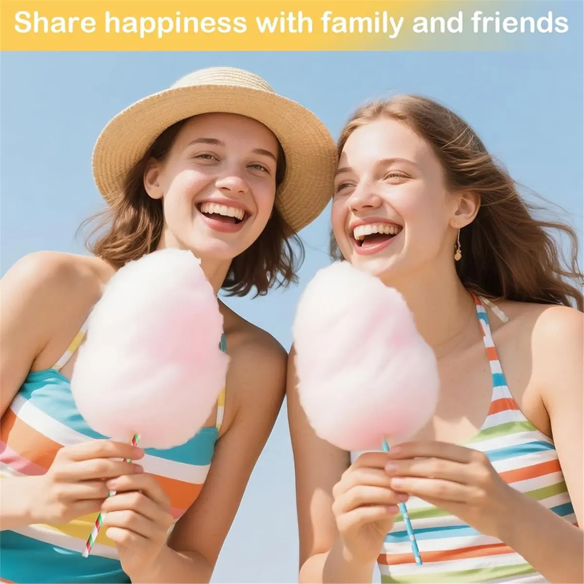 ABZT 200 Pieces Cotton Candy Cones,Cotton Candy Sticks 11.8 Inch -Bright Random Colors, Candy Making - Prevents Sticky Hands