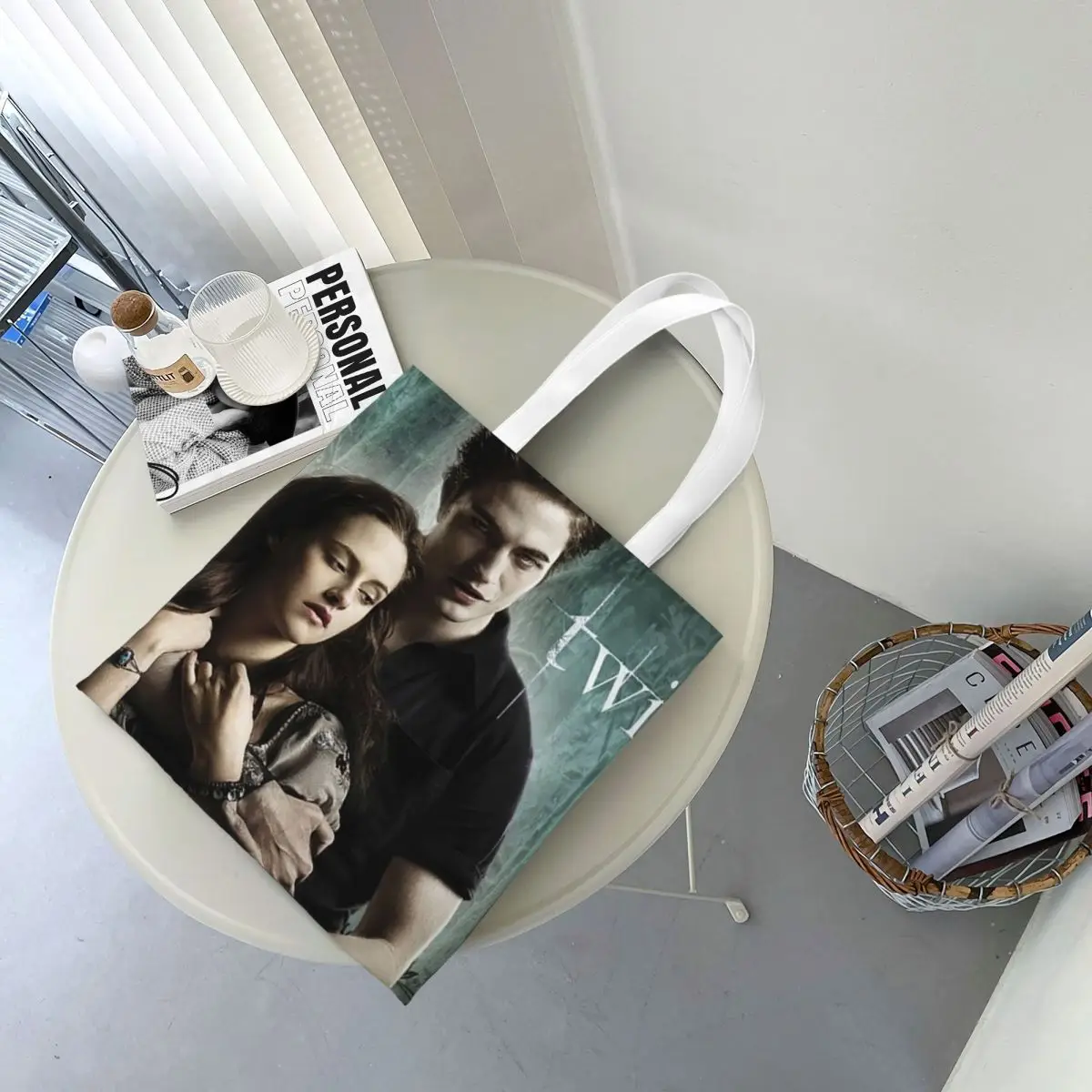 The Twilight Saga Edward Cullen  Shopping Bags Canvas The Tote Bag Folding for Girls Shoulder Tote Travel Handbag
