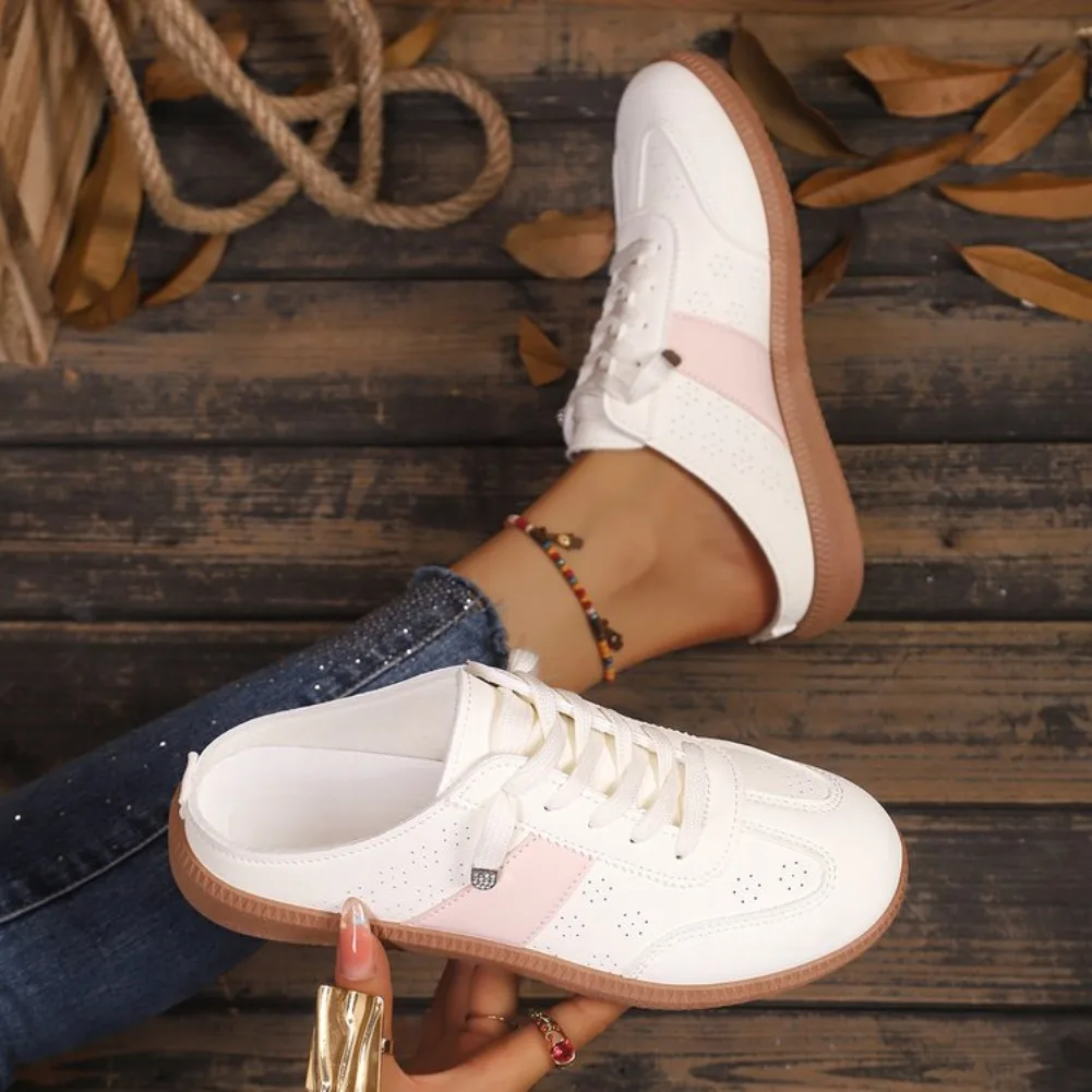 Modische neue Damen-Slipper im eleganten Schnürstil, atmungsaktive Mesh-Halbschuhe, rutschfest und bequem für Damen-Sportaktivitäten. – Detail 9