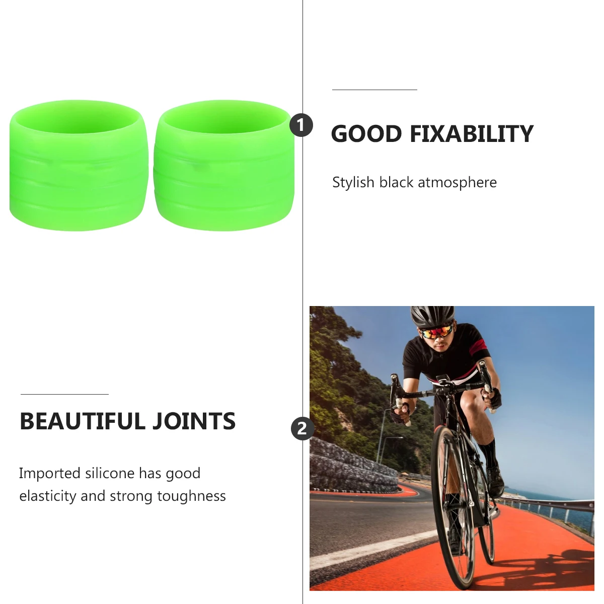 

Anti-Slip Silicone Bike Handlebar Tape Durable Fixing Ring Protective Sleeve For Mountain Road Adult Bikes Grip Wrap
