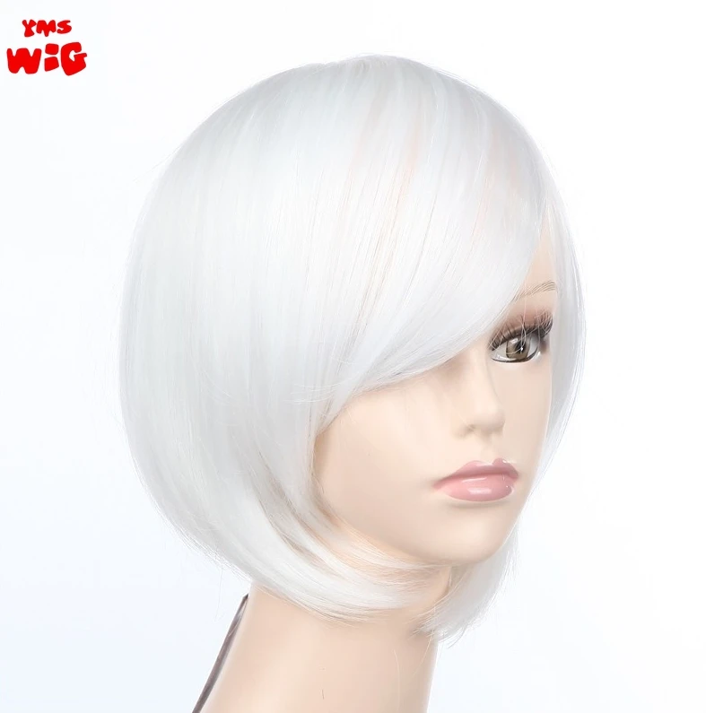 Short 12 Inches Straight Synthetic Wig for Cosplay Party Dress Up with Bangs Universal Anime Play Costume Multi Color 52 025