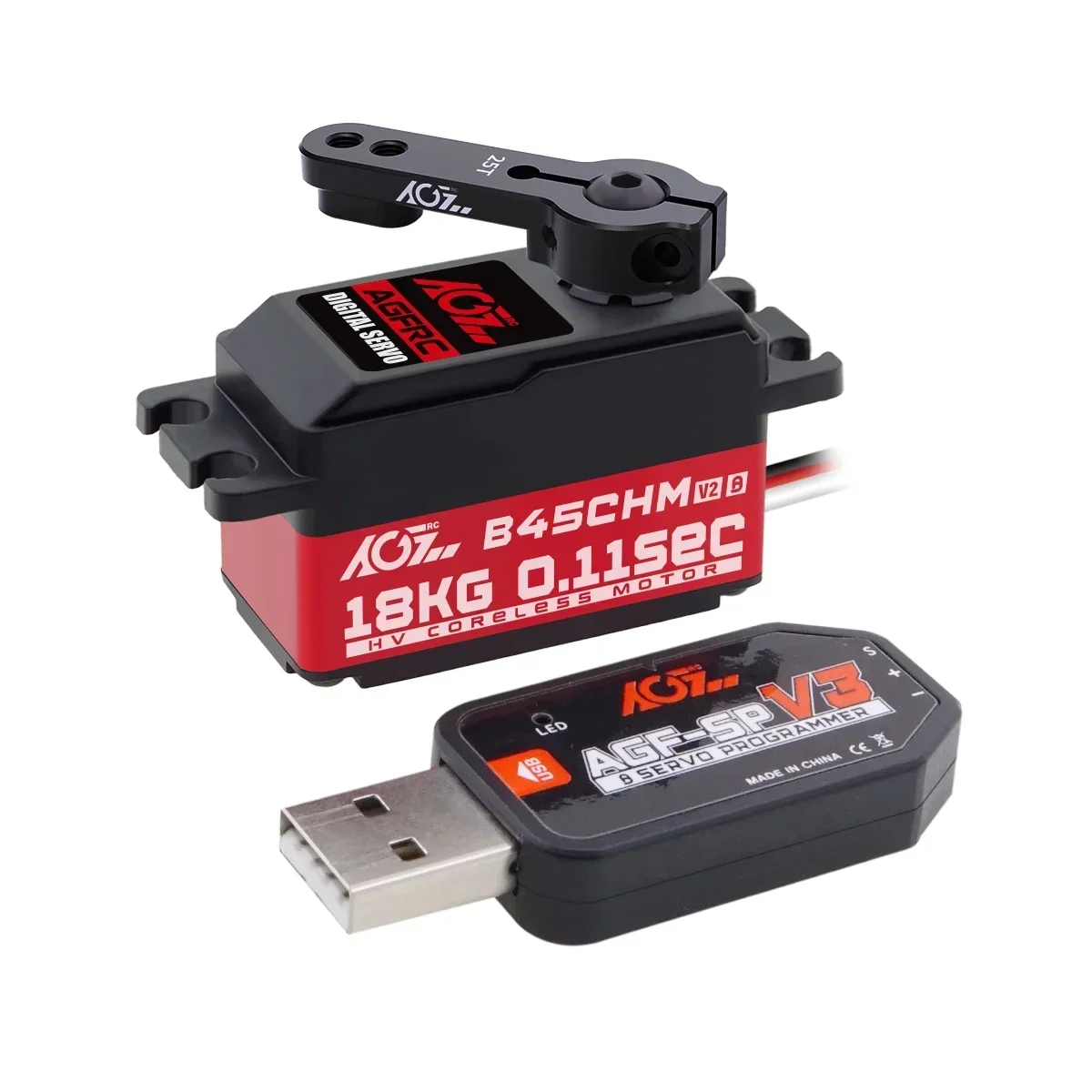 AGFRC Coreless Motor B45CHM V2 18kg High Torque Programmable 180 Degree Digital Low Profile Servo For 1/12 RC Cars Helicopter