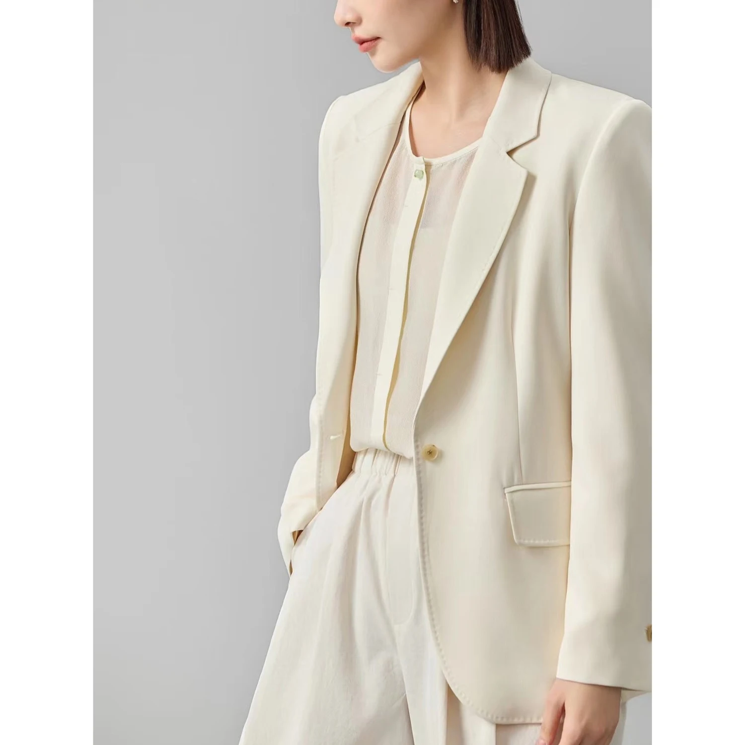 Allingentle Women's Suit Slim Fit Business Blazer Casual 1-Button Jacket Outfit  for Daily Office Wear Customize