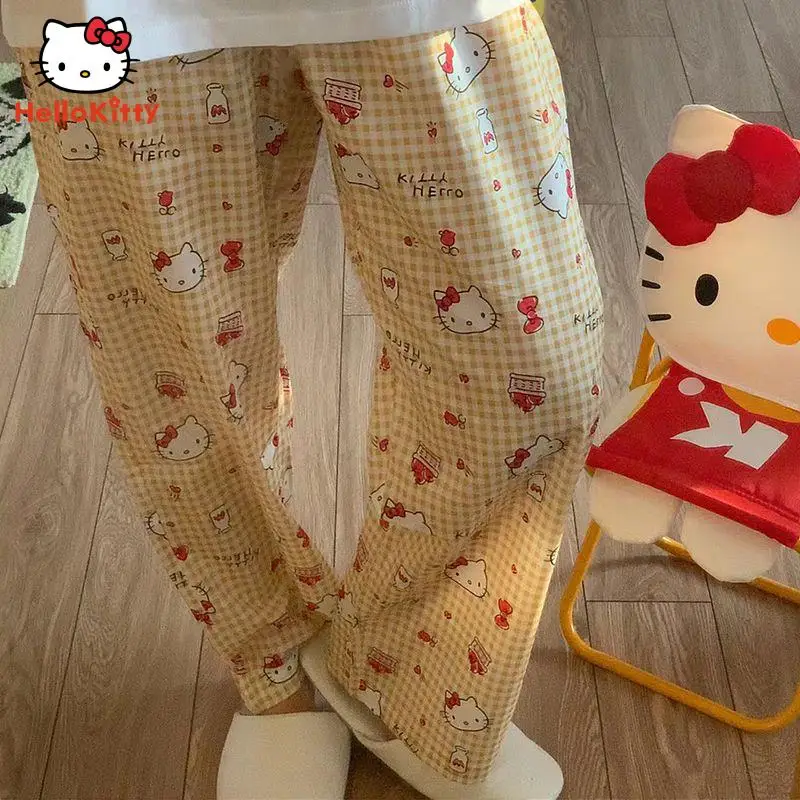 Anime Cartoon Hellokitty My Melody Kuromi Pajama Pants Spring Autumn Women Trousers Sweet Cute Student Dormitory Home Pants