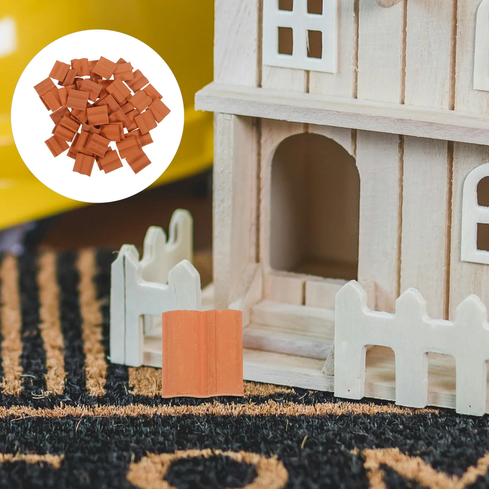 

60Pcs Miniature Roof Tiles Educational Value for Parent-Child Activities and Fine Motor Skills Dollhouse Roof Tile