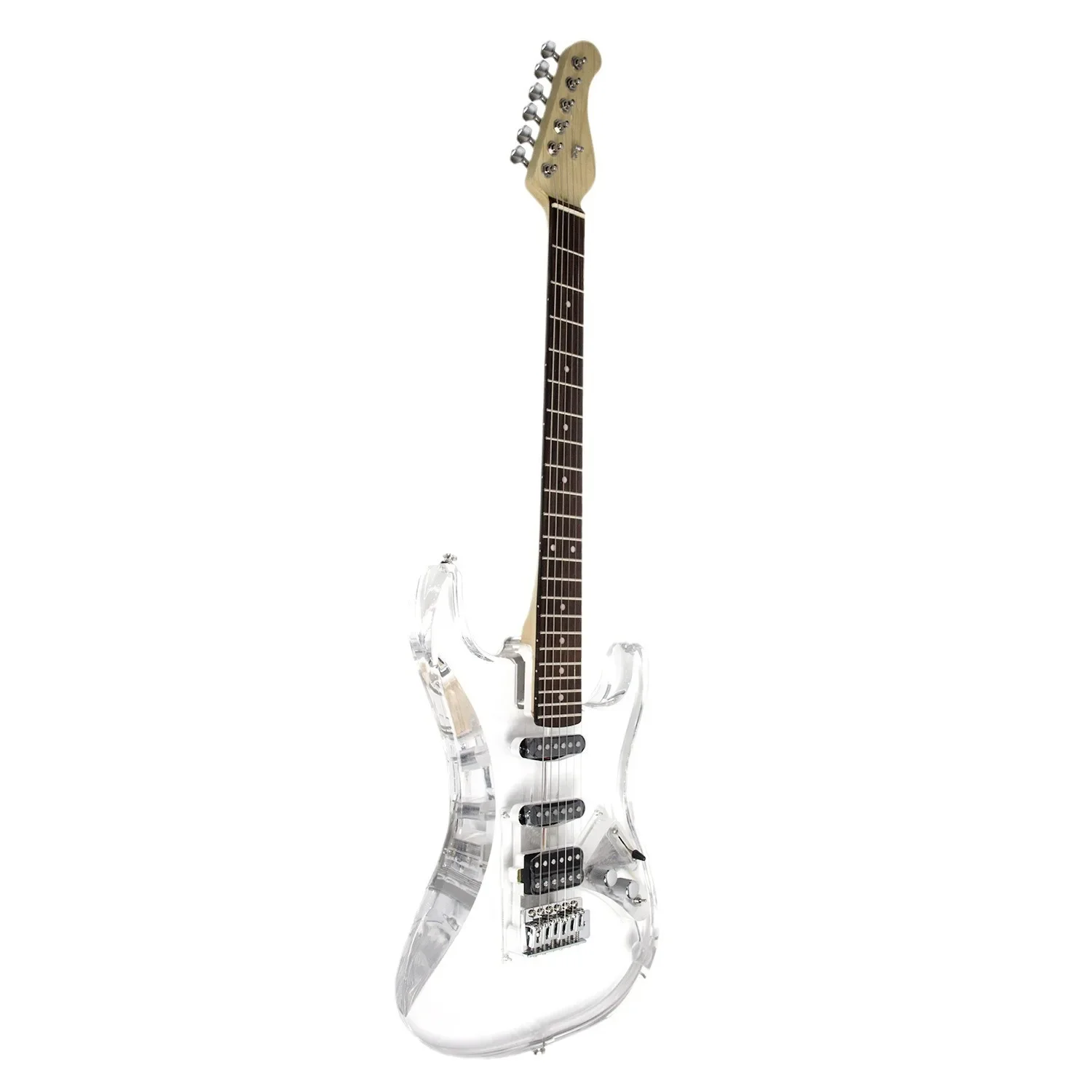 New transparent crystal single single and double ST electric guitar, acrylic entry-level cool rock electric guitar