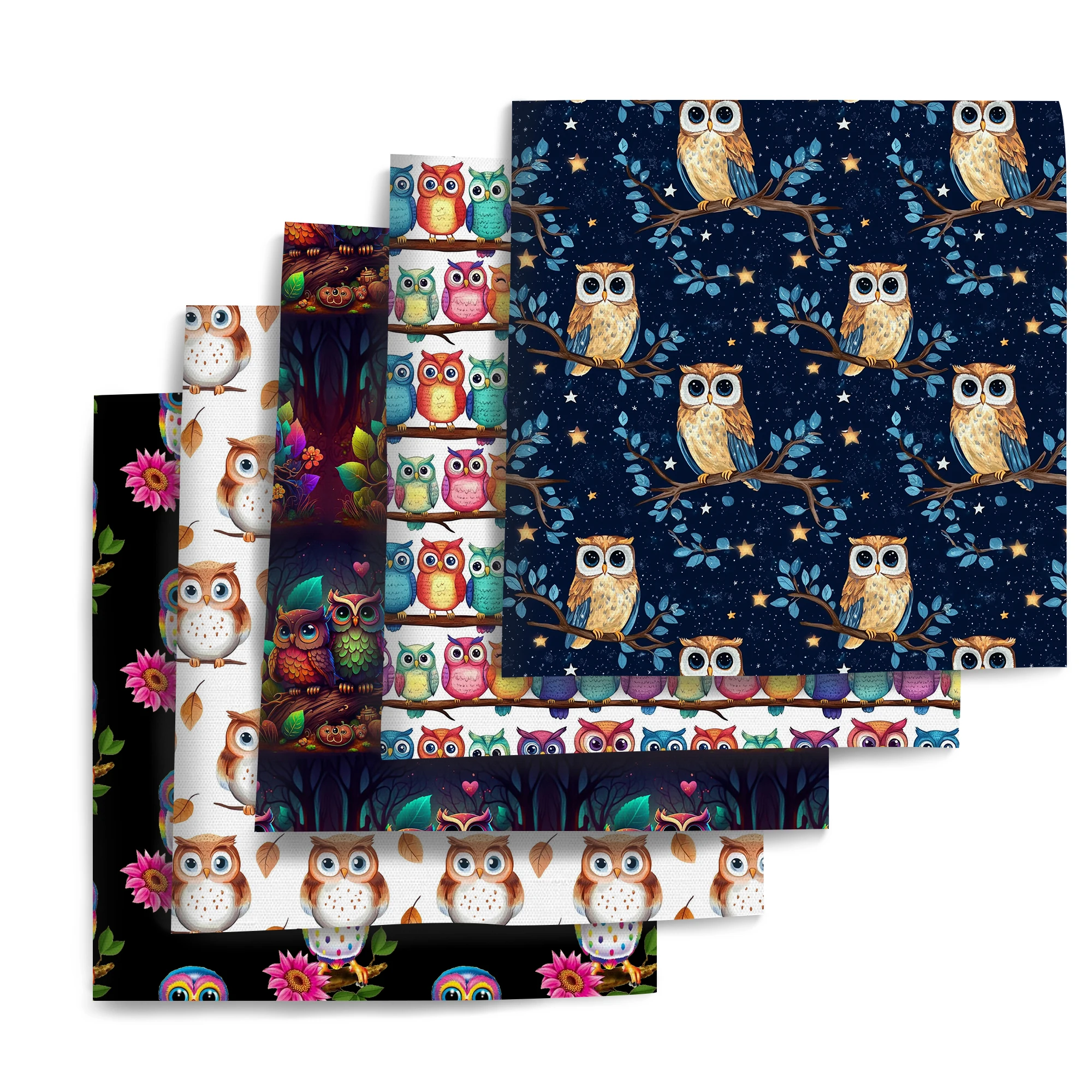 5 قطعة/مجموعة 7.87*7.87 بوصة (20x20 سنتيمتر) زهرة البومة ستار ليف طباعة اللحف النسيج حزمة البوليستر نسيج القطن DIY الحرف المشاريع