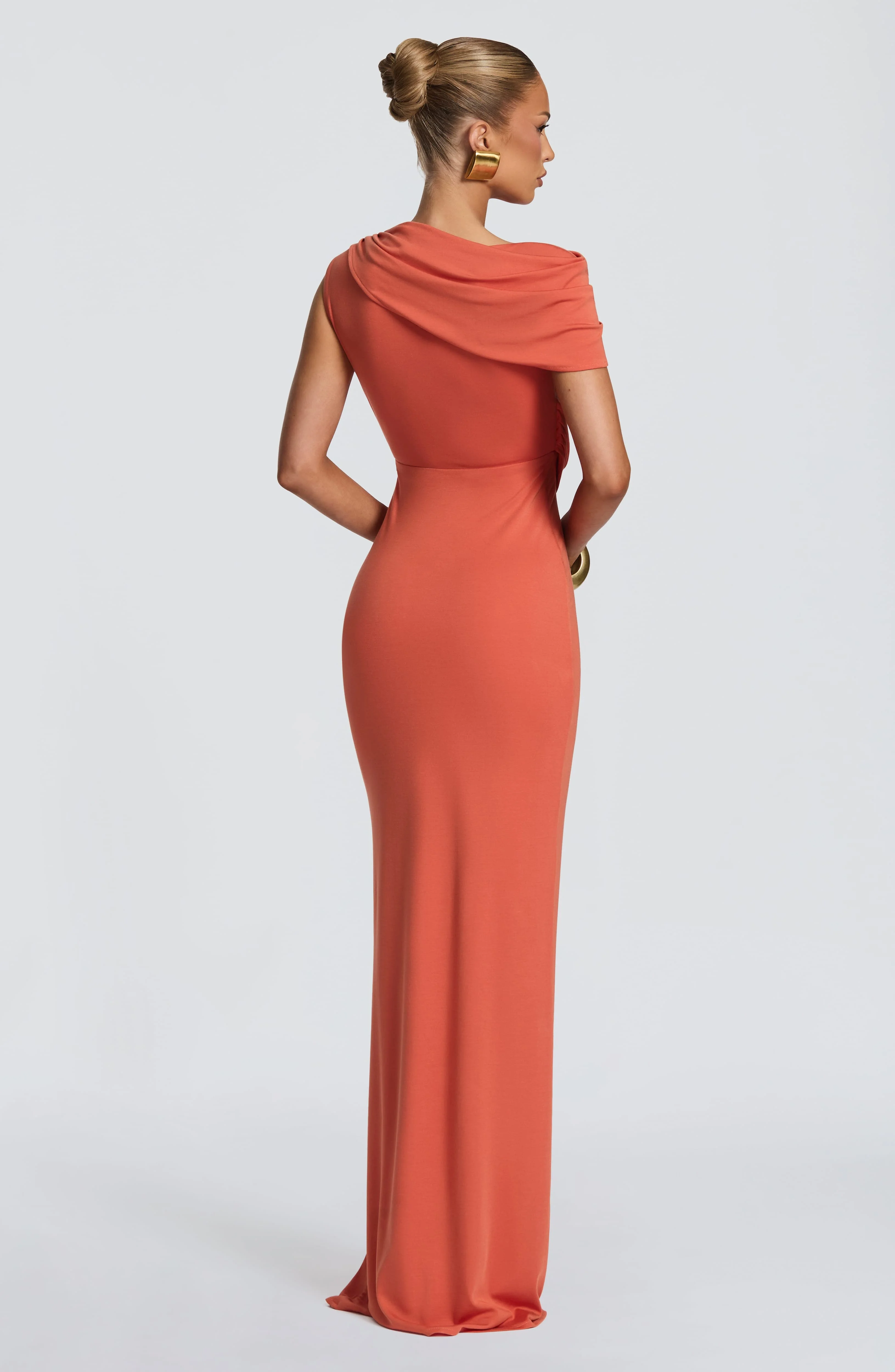 One Shoulder Draped Cutout Maxi Dress Hollow Out Sexy Bodycon Mermaid Long Evening Gown Elegant Formal Wedding Party Dress - view 2
