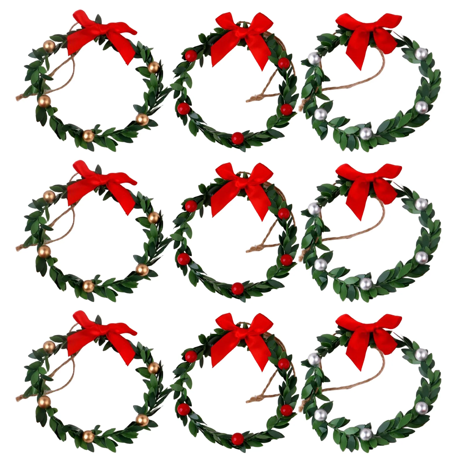 

9 Pcs Christmas Garland Holiday Wreath Kitchen Cabinet Wreaths Farmhouse Christams Hanging Bows Handmade Decor
