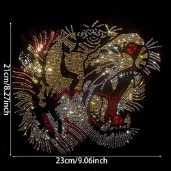 DIY Tiger Head Rhinestone Iron-On Transfer Decal for Clothing & Accessories - Plastic, Uncharged, Fashion Brand Bead Patch
