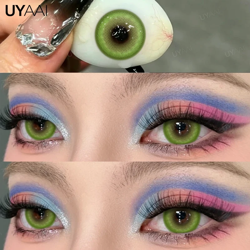 UYAAI 1Pair Ballet Gaze Series Fashion Beauty Health Makeup Eye Color Contacts Lenses Yearly Soft Blue Contacts Brown Eyes