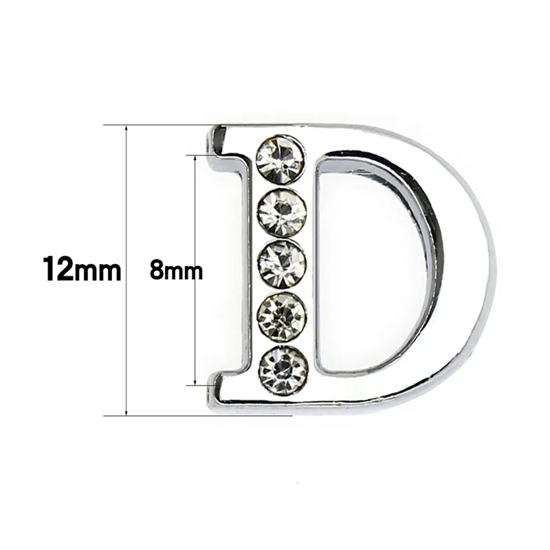 10 ชิ้น/ล็อตรู 8 มม.สไลด์ตัวอักษร DIY สไลด์ Charm ครึ่ง Rhinestones ตัวอักษร Fit สําหรับ 8MM พวงกุญแจสายรัดข้อมือ Jewelrys