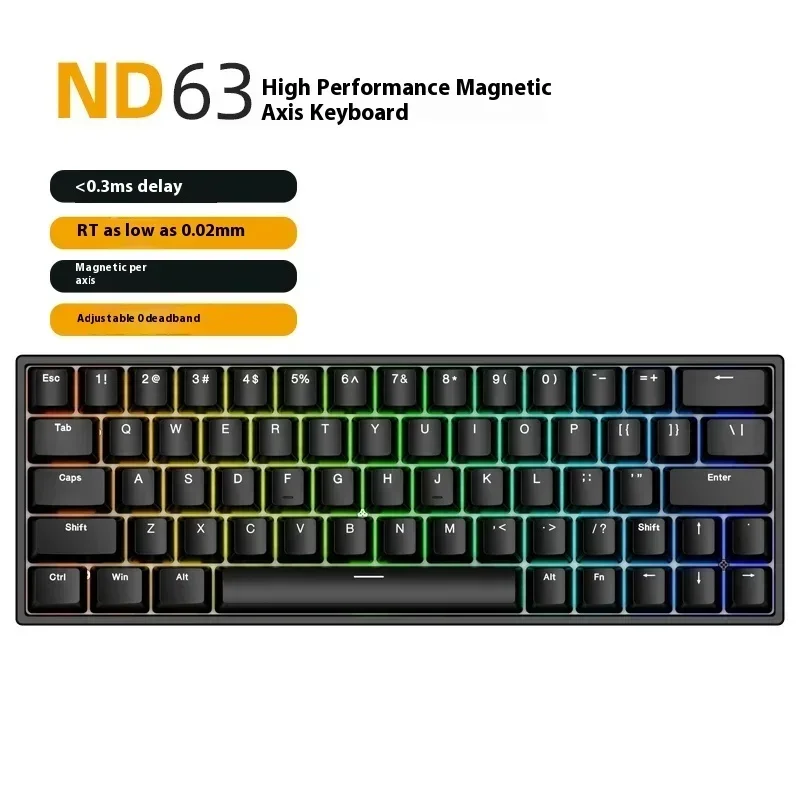 Imagem -05 - Irok Nd63 Pro Interruptor Magnético Teclados Mecânicos Jogos Hot Swap Rgb Gamer Teclado com Fio pc Presente para Escritório de Jogos Personalizado