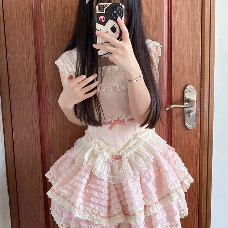 

Pink Layers Cake Dress Flower Wedding Heavy Work