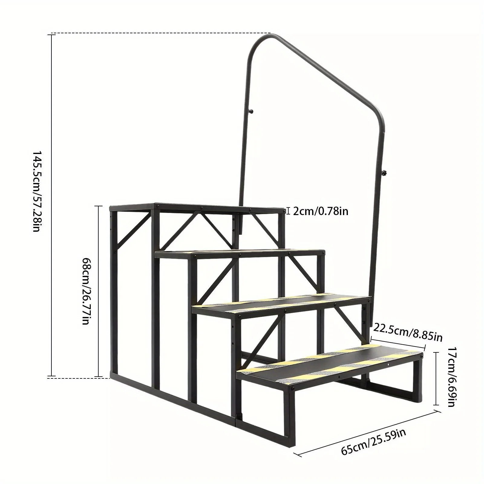 سلالم RV محمولة بأربعة خطوات مع درابزين، سبا خارجي خفيف الوزن وسلم حوض استحمام ساخن، متين وغير قابل للانزلاق وسهل النقل