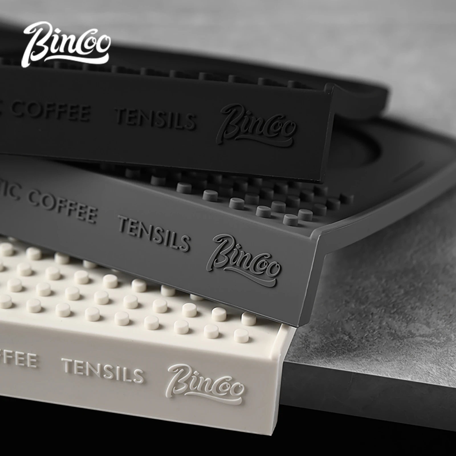 

Bincoo Professional Coffee Tamping and Drip Mat Non Slip Corner Design with Distributor Storage Home Bar Counter Protector Pad